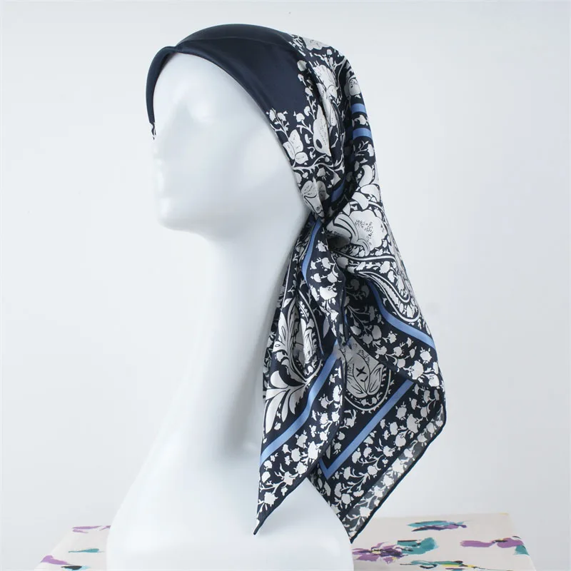 

Large Square 100% Silk Scarf Neckerchief 90 Silk Scarves Wraps for 2025 Spring Womens Fashion Scarves