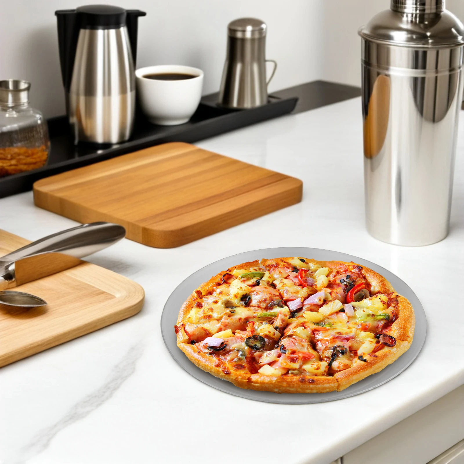 

Aluminum Pizza Pan Nonstick Perforated Crisper Thin Bottom Even Heating Bakeware Baking Tray Plate Cooking Sheet Kitchen Bar