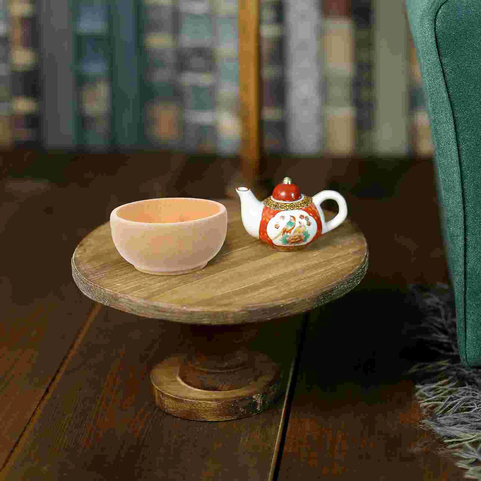 4 Pcs Dollhouse Furniture Toys Small Wooden Bowl Children's Unfinished Playthings Mini