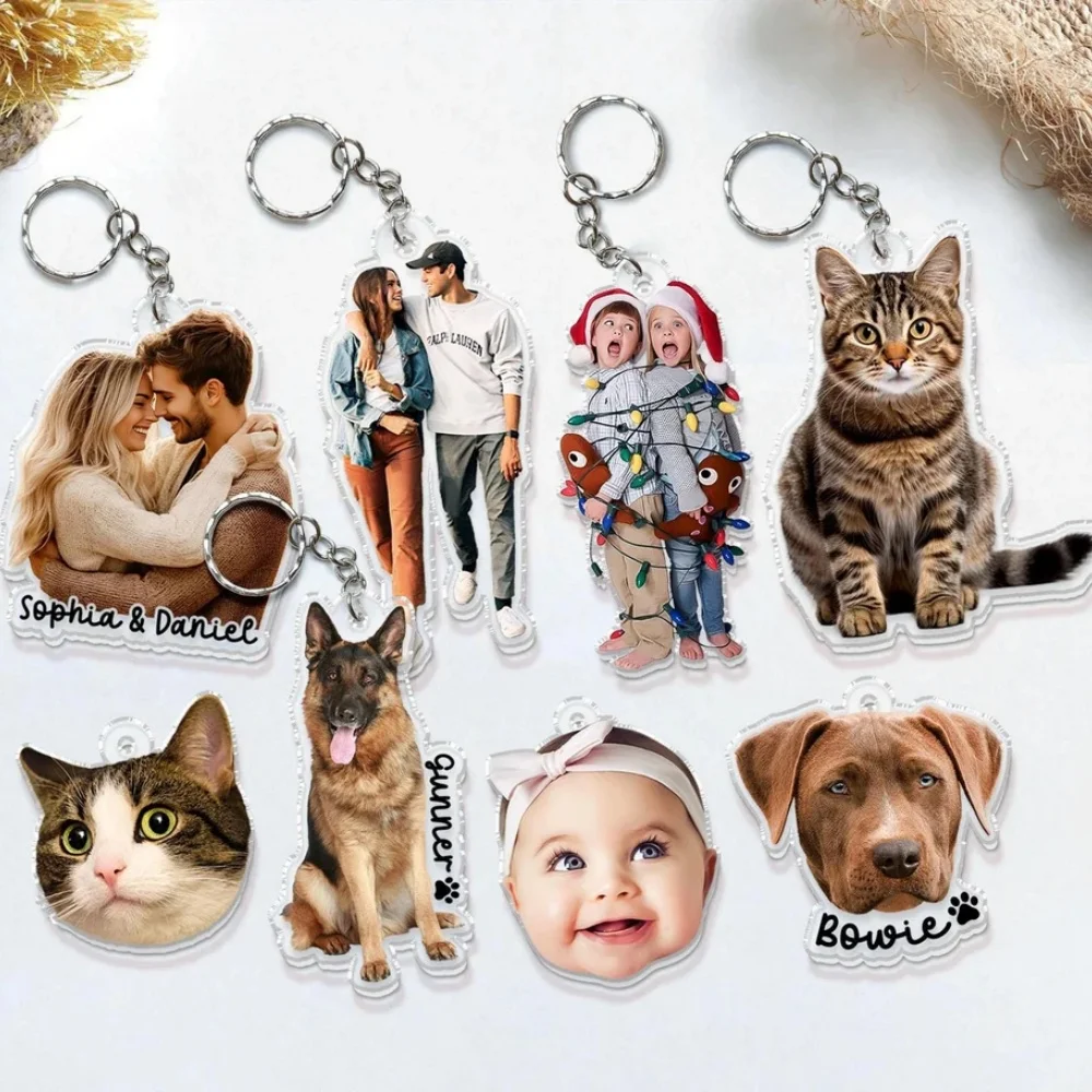 Personalized Custom Acrylic Keychains Customized Photo Fridge Cutout Magnets Customized portrait pet keychain DIY Key Chain Gift view 4