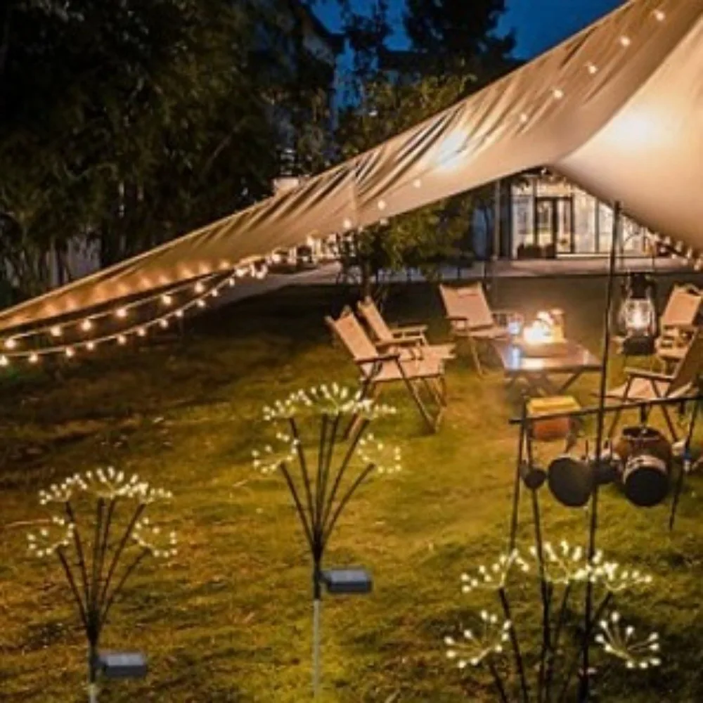 

6/810 Heads Solar Light Waterproof Sparkling Stars Landscape Lighting 2 Modes Switching Ground Mounted LED Floral Firework