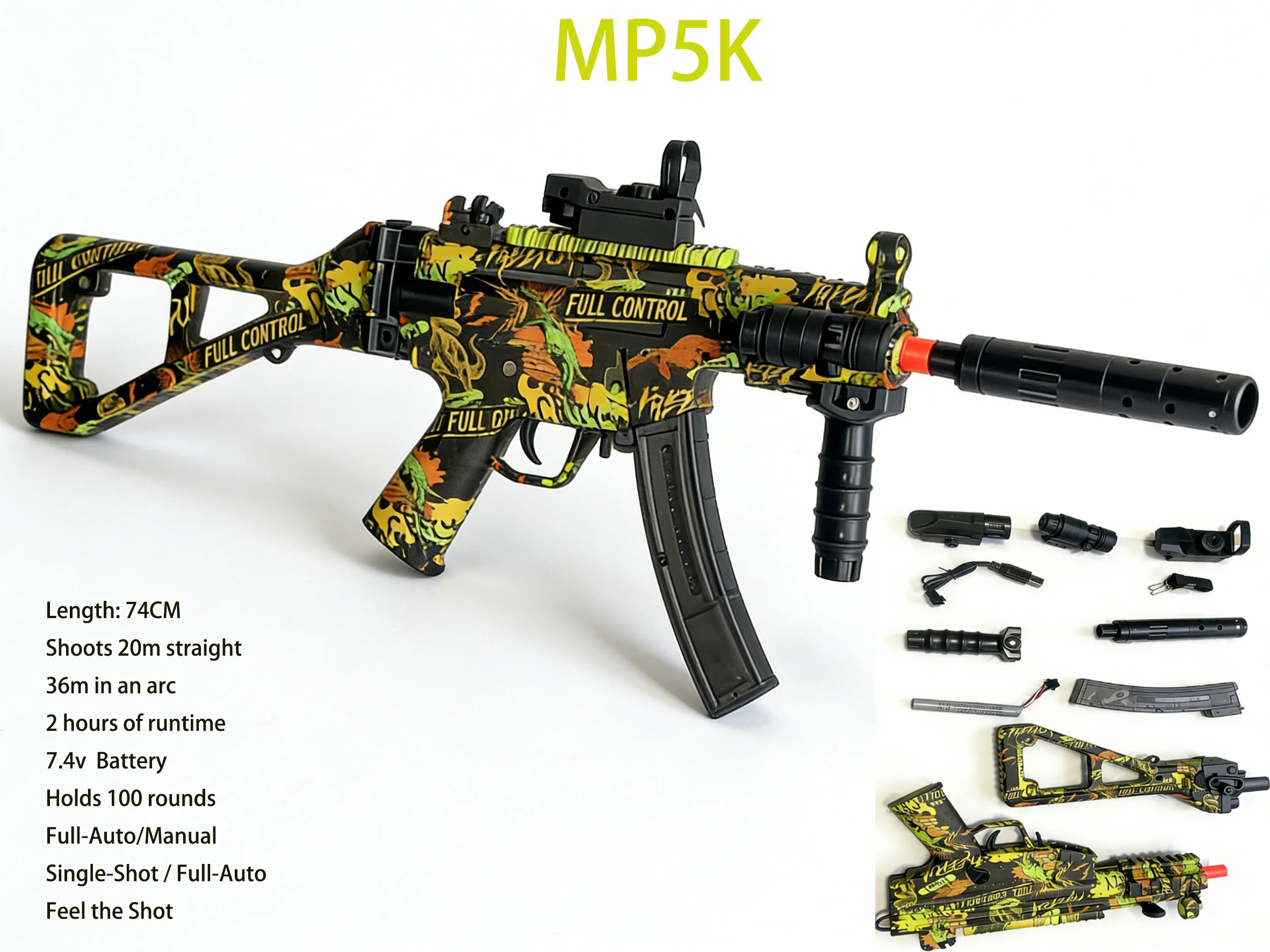 Upgraded 7.4V Gel Blaster Gun - 20m Precise Shooting &Full Auto,Electric Outdoor Battle Toy for Adults Teens,Perfect Adult Gift