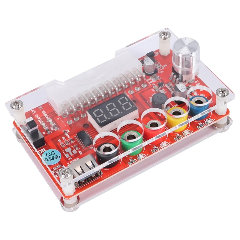 

24 Pins ATX Power Supply Breakout Board And Acrylic Case Kit Module Adapter Power Connector Support 3.3V/5V/12V ADJ