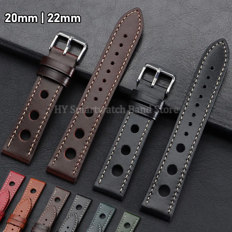 Cowhide Watch Strap 20mm 22mm for Rolex for Casio for Panerai Men Universal Wrist Band Waterproof Breathable Bracelet Accessory