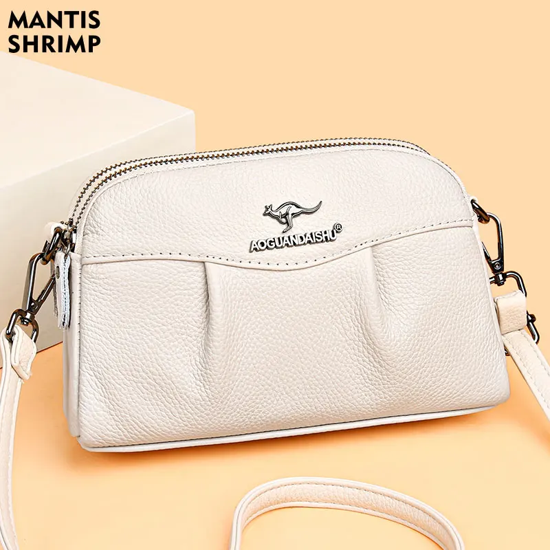 Woman Messenger Bag Genuine Leather Crossbody Bag Quality Clutch Bag New Trend Solid Color Handbag Fashion Quality Leisure Bag