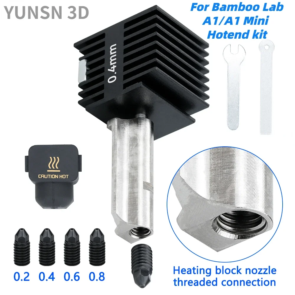 

For Bambu Lab A1 mini Hotend Kit 0.2/0.4/0.6/0.8MM Nozzle Hardened steel For Bambu Lab A1 Nozzles Assembly 3D printer Hot end