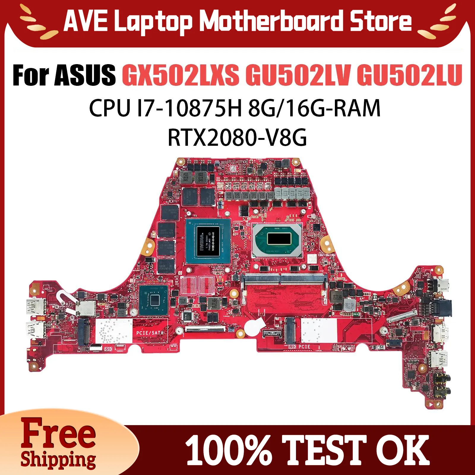 GX502LXS Laptop Motherboard For ASUS ROG Zephyrus S15 GU502LV GU502LW GX502L GU502LU Mainboard i7-10th RTX2060 2070 2080S