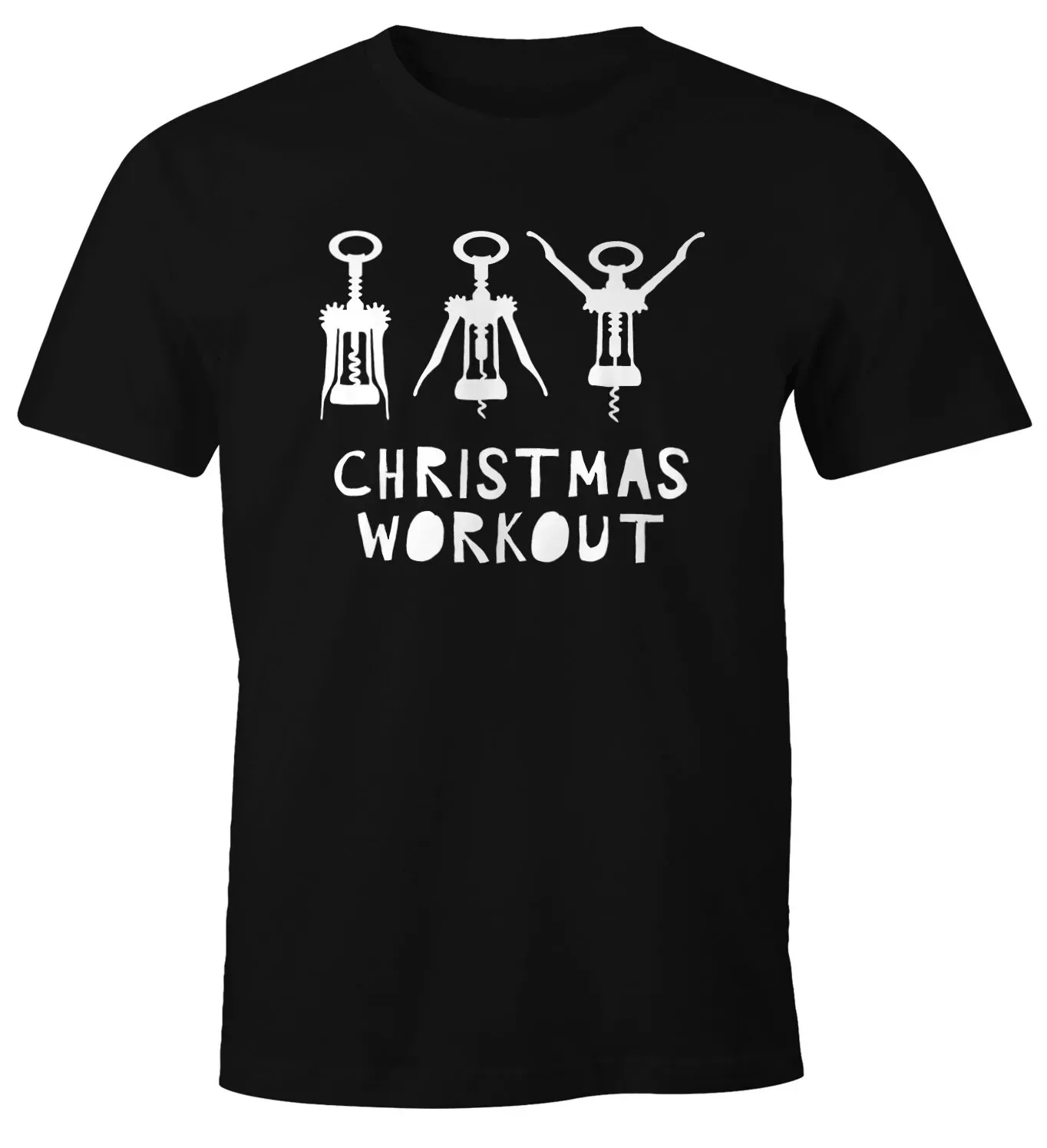 Herren T-Shirt Weihnachten lustig Christmas Workout Flaschenöffner Korkenzieher  Minimalist trendy printed T-Shirt