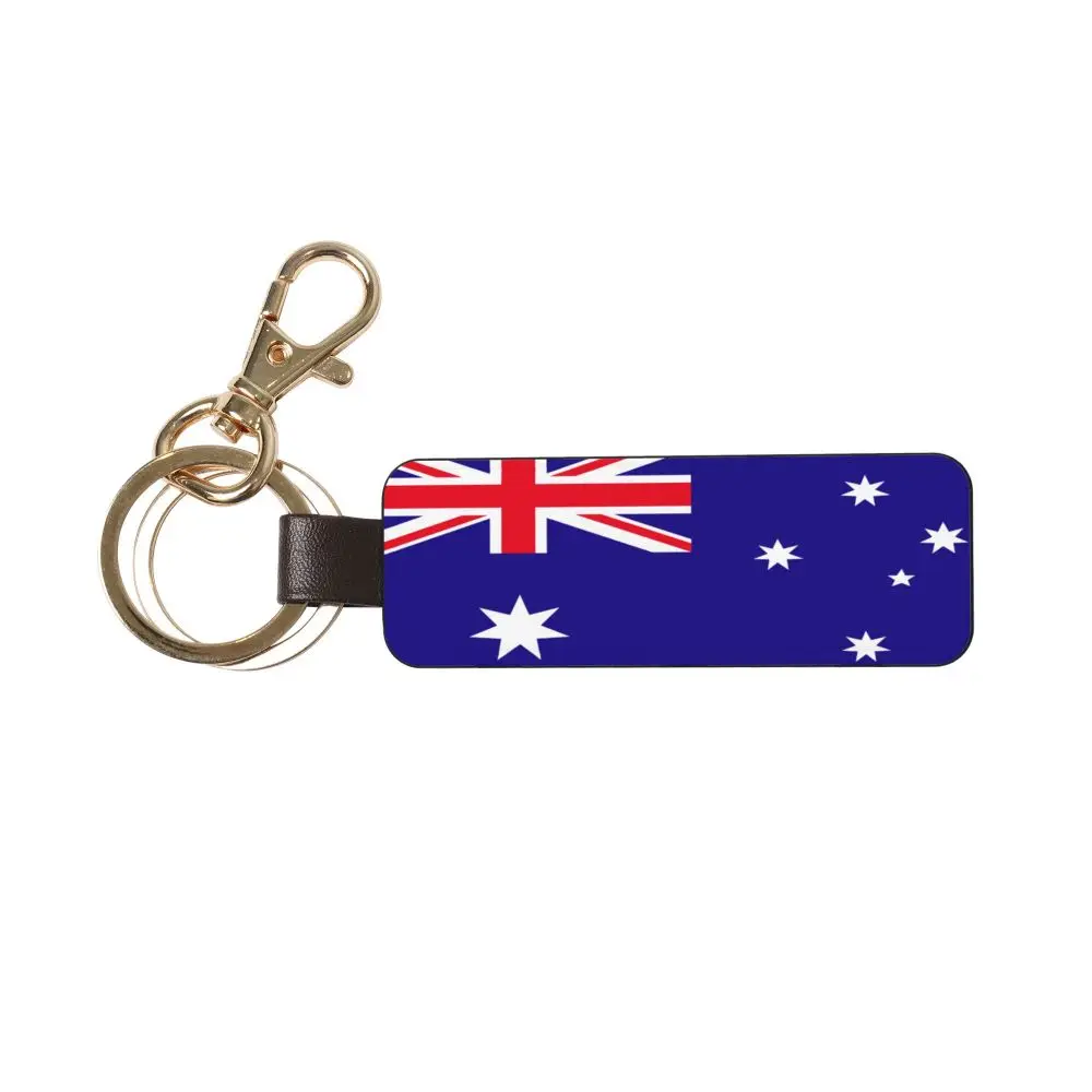 The flag of Australia Genuine Leather Car Keychain Universal Key Fob Keychain  Leather Key Chain Holder for Men and Women