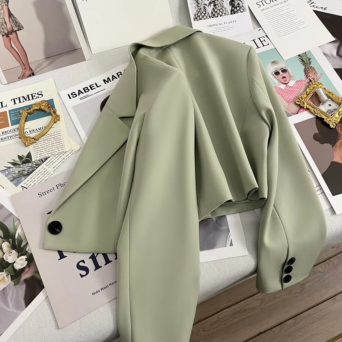 Cropped Blazers for Women 2024 Simple Single-Button Fashion Long Sleeve Up Suit Jacket Elegant All Match Office Female