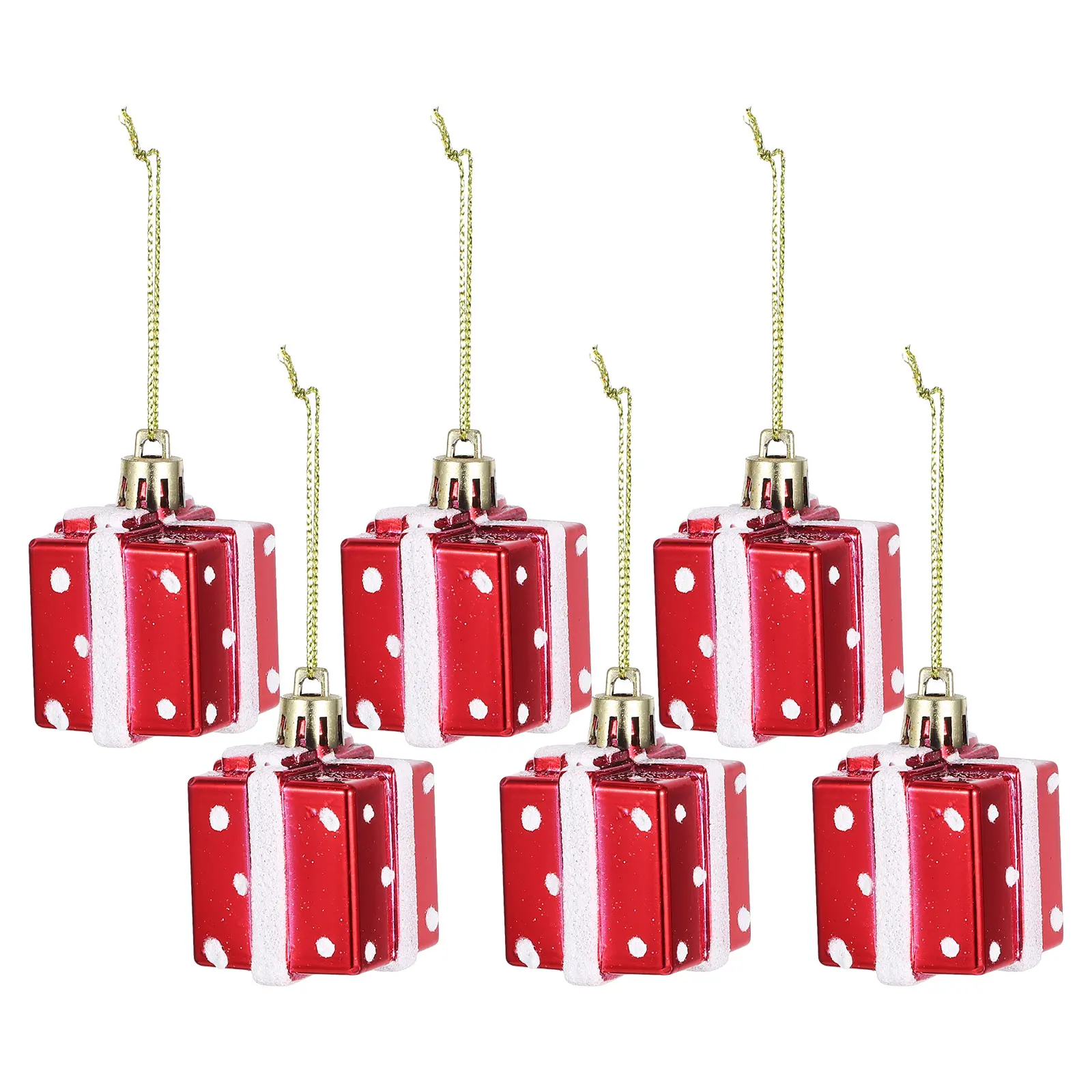 

6Pcs Christmas Tree Box Ornaments Mini Hanging Decorations Elegant Xmas Tree Decor Miniature Boxes for Holiday Party