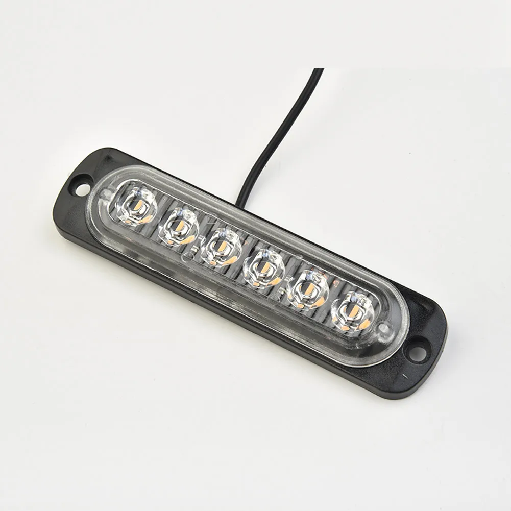 مصباح LED ضوء فلاش ضوء 1 قطعة 6LED الضوء الأصفر ملحق الإسكان الأسود تيار مستمر 12 فولت لاستبدال السكن البلاستيكي للسيارة