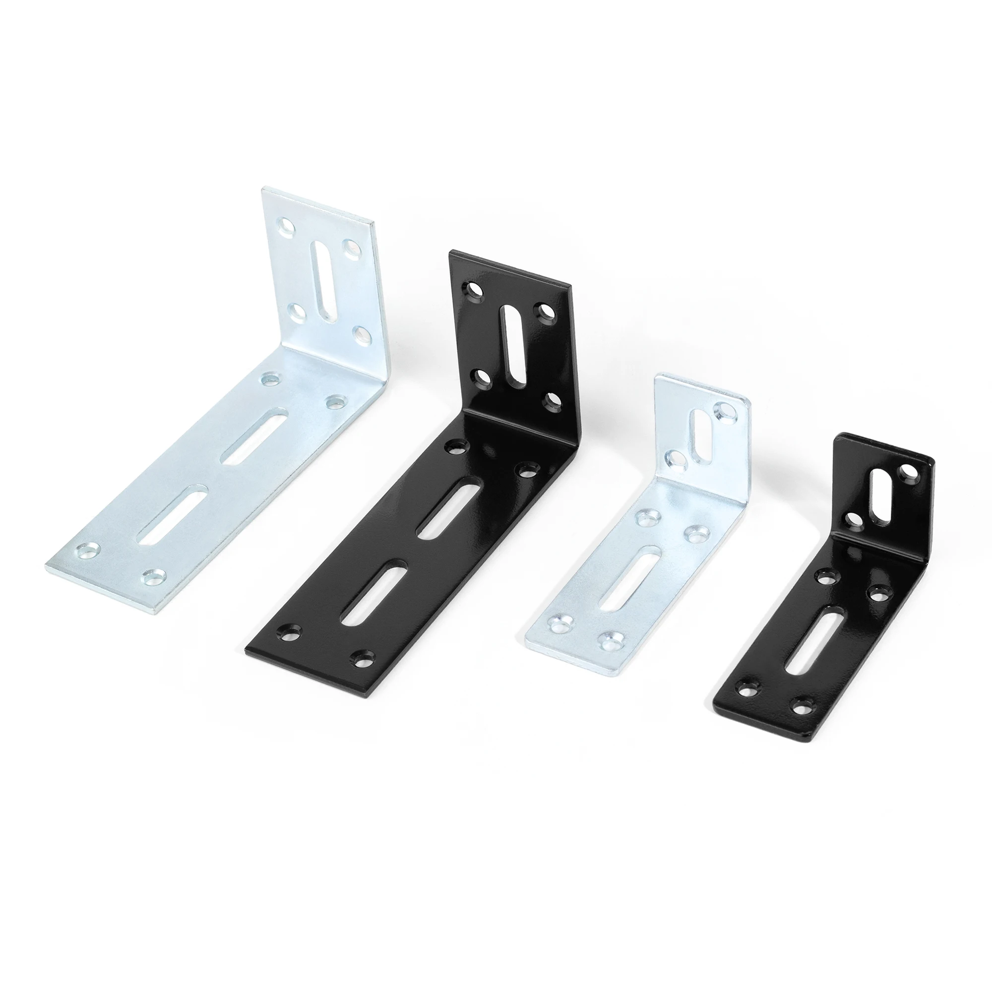 2pcs Adjustable L Shaped Metal Corner Bracket Iron Heavy Duty Black 90 Degree Angle Corner Shelf Brackets for Furniture Mounting