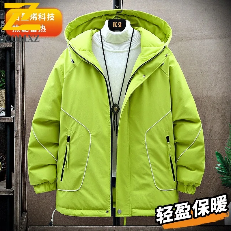 COMXZ Casual Men Padding Coat Classic Hooded Outdoor Adventure Windproof Hiking Coat Versatile Trekking Warm Autumn Garment