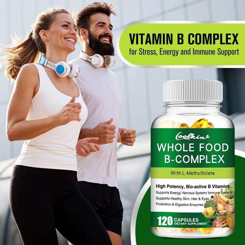 Whole Food B-Complex Capsules - Energy, Nervous System Health, Stress Relief, Immune Support