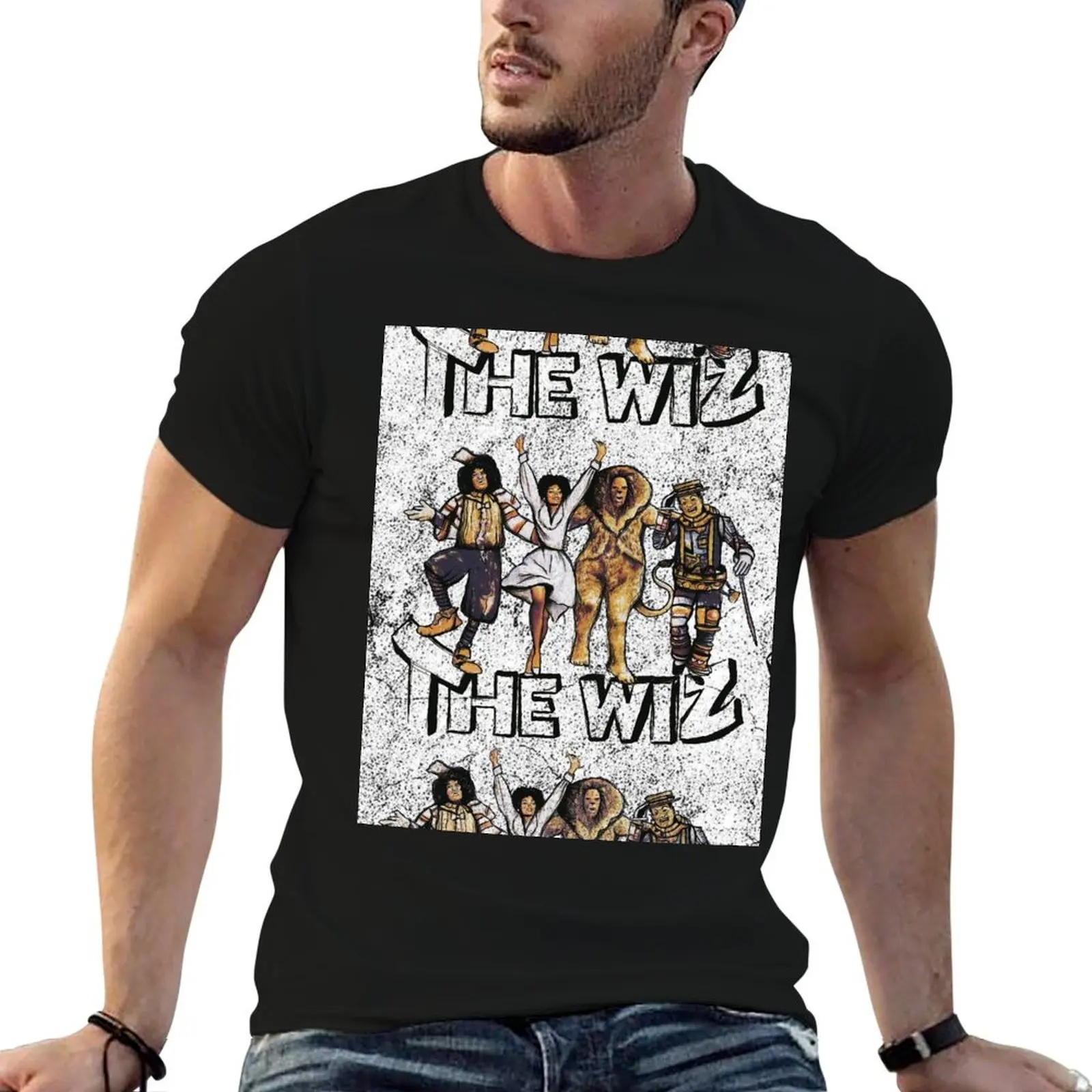Camiseta Grungy Wiz, camiseta de algodón, camisetas Pack Man, camiseta de algodón negra, camiseta de algodón lisa para hombre, paquete de camisetas