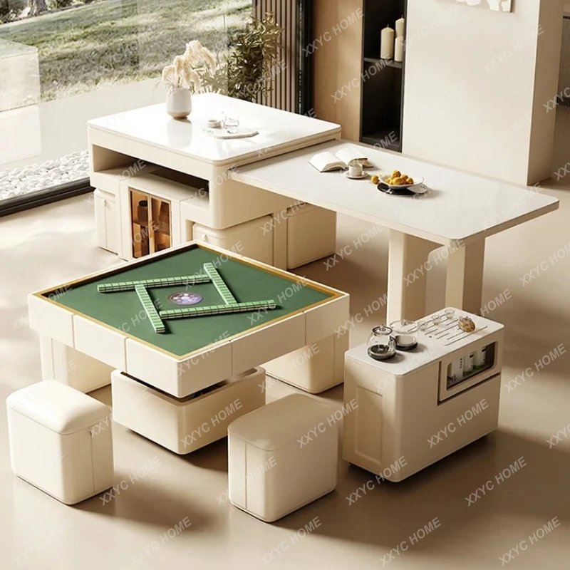 LXLifting mahjong table fully automatic retractable island table integrated dual-purpose tea table household small apartment