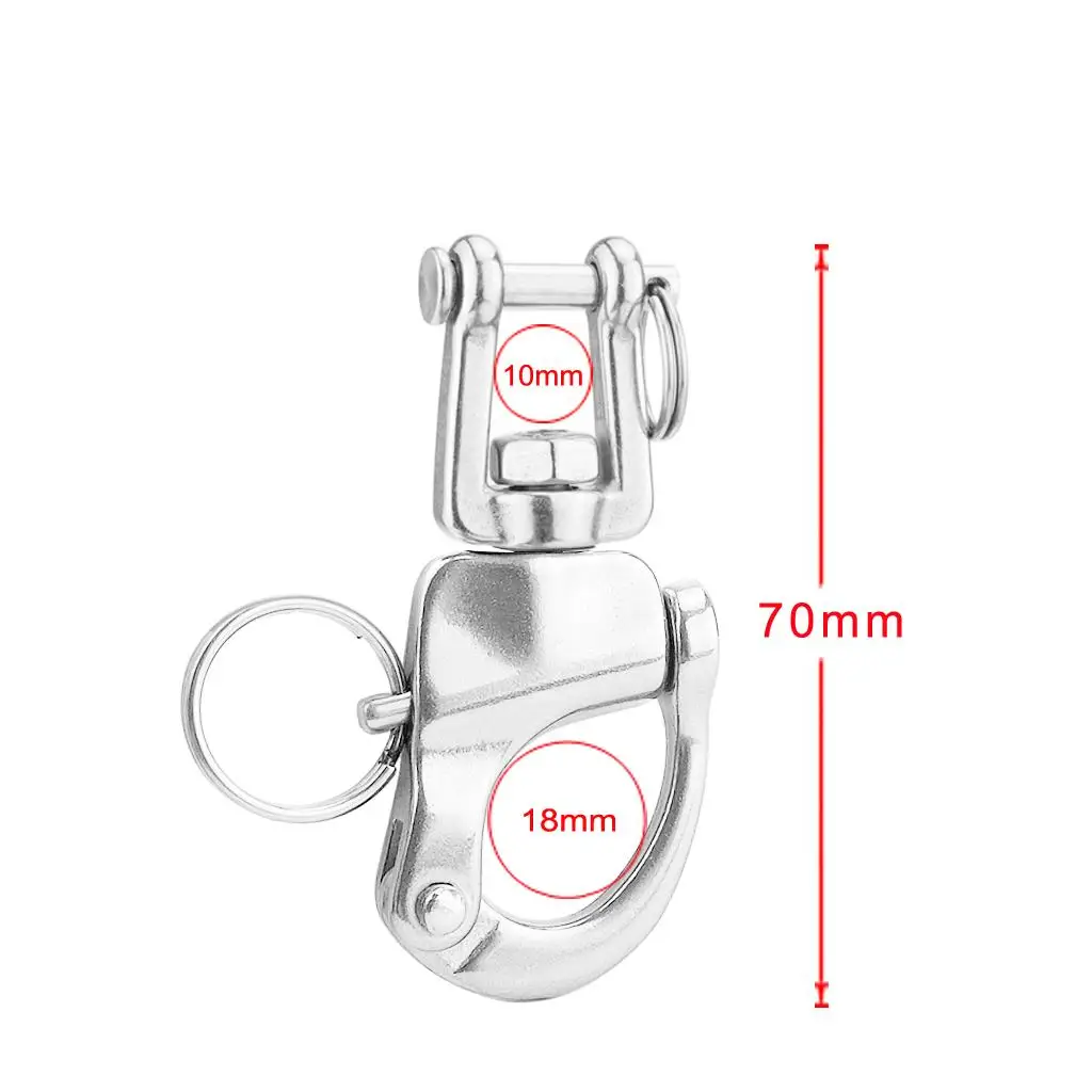스위블 아이 스냅 샤클 퀵릴리즈 베일 리깅 항해 보트 마린 316 스테인레스 스틸 클립, 열쇠 고리 실버 포함