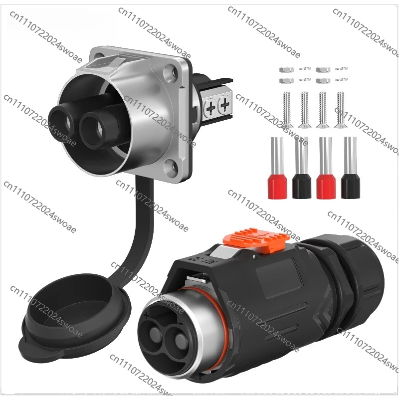 12V-48V 100A Tow Motor Plug 6 To 4 AWG Cable 2 Pin IP67 Waterproof Round Connector with Terminals Quick Lock
