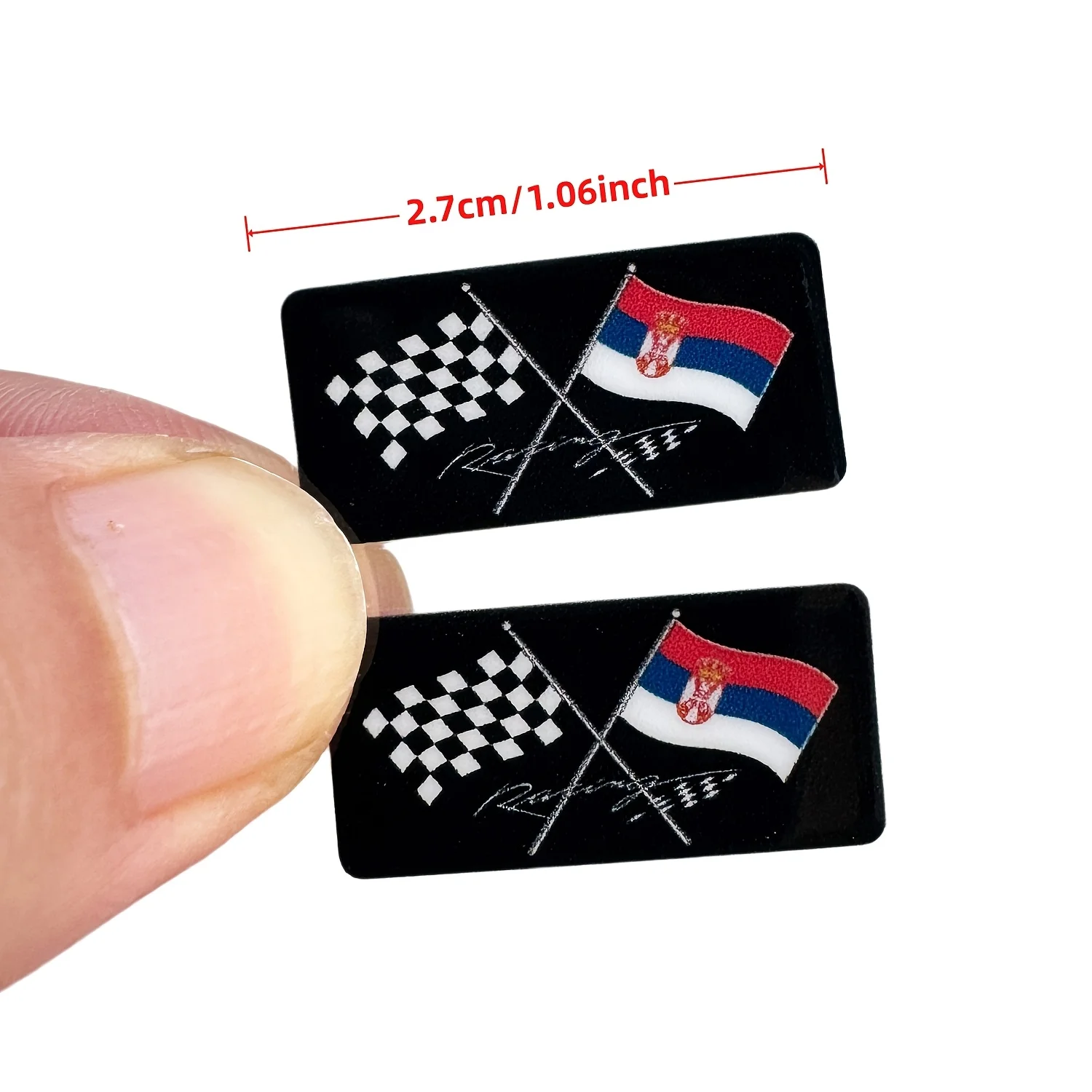 Serbia Flag Racing Vinyl Decals 2Pcs, Checkered Cross Flag Stickers for Car, Truck, Motorcycle & Helmet Decor