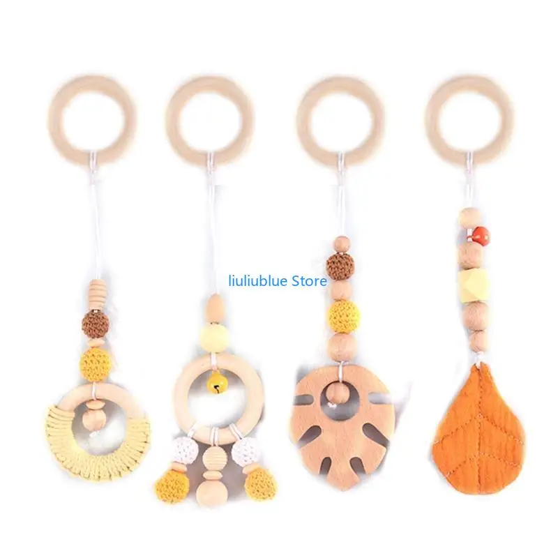 4x cuentas madera para bebés, juguetes hojas, juguetes para niños recién nacidos, gimnasio para jugar, estante, adorno