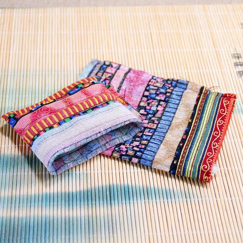 10pcs Ethnic Style Jewelry Bags Drawstring Pouch Candy Snack Gift Bag Retro Bracelet Jewelry Packaging Storage Bags