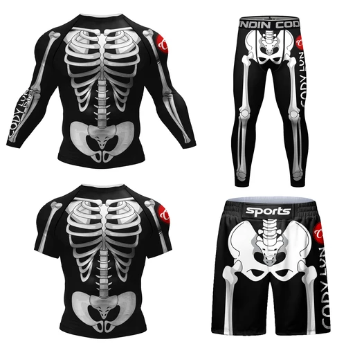 Imagen 2 del producto Chie Lundin-Conjunto de boxeo de compresión para hombre, chándal jiu jitsu Bjj Rashguard, traje deportivo de entrenamiento, Kits de ropa de caza por sublimación