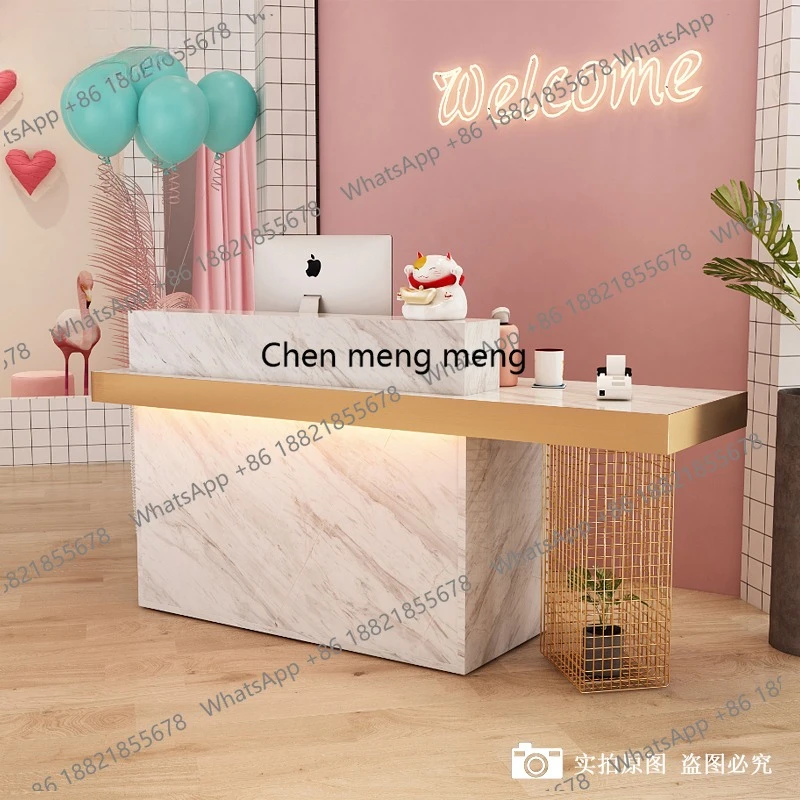 Página de caja Salón de belleza de lujo, pequeño y moderno, sencillo, ligero, mostrador de Bar, recepción de empresa, mostrador de tienda de ropa