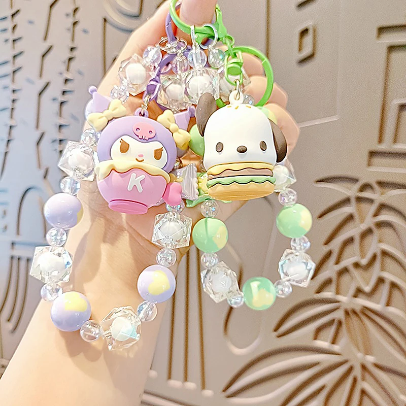 Sanrio Hello Kitty Phone Pendant Anime Cartoon Kitty Multiple Styles Beaded Phone Case Chain Keychain Backpack Accessories Gift