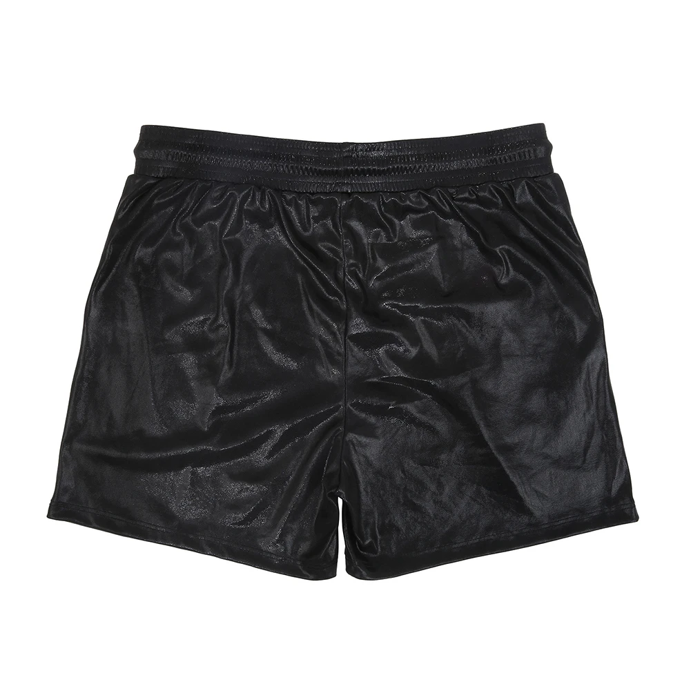 Casual Beach Shorts Elastic Waist Shorts Beachwear Casual Dressing L Drawstring Shiny Shorts Beach Shorts Black