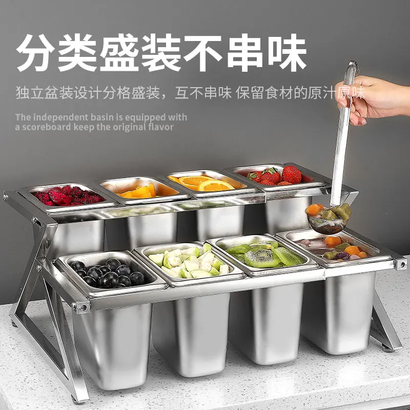 Stainless steel seasoning box rack, kitchen grille, self-service seasoning table small ingredient rack