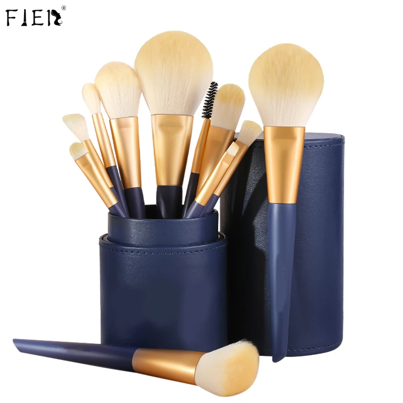 FJER 11PCS Makeup Brush Set Professional  Foundation Contour Powder Concealer Eyeshadow Beauty Brush Kit With Bucket maquillaje