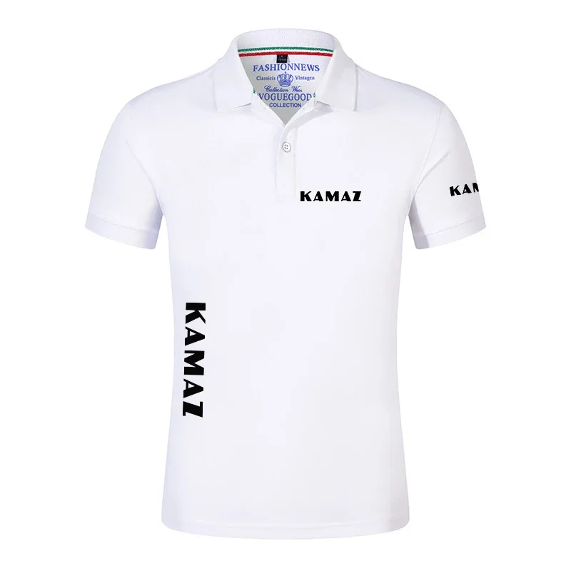 New KAMAZ Print Men Summer Solid Color Short Sleeve High Quality Harajuku Comfortable Polo Shirt Breathable Casual Man T-shirt