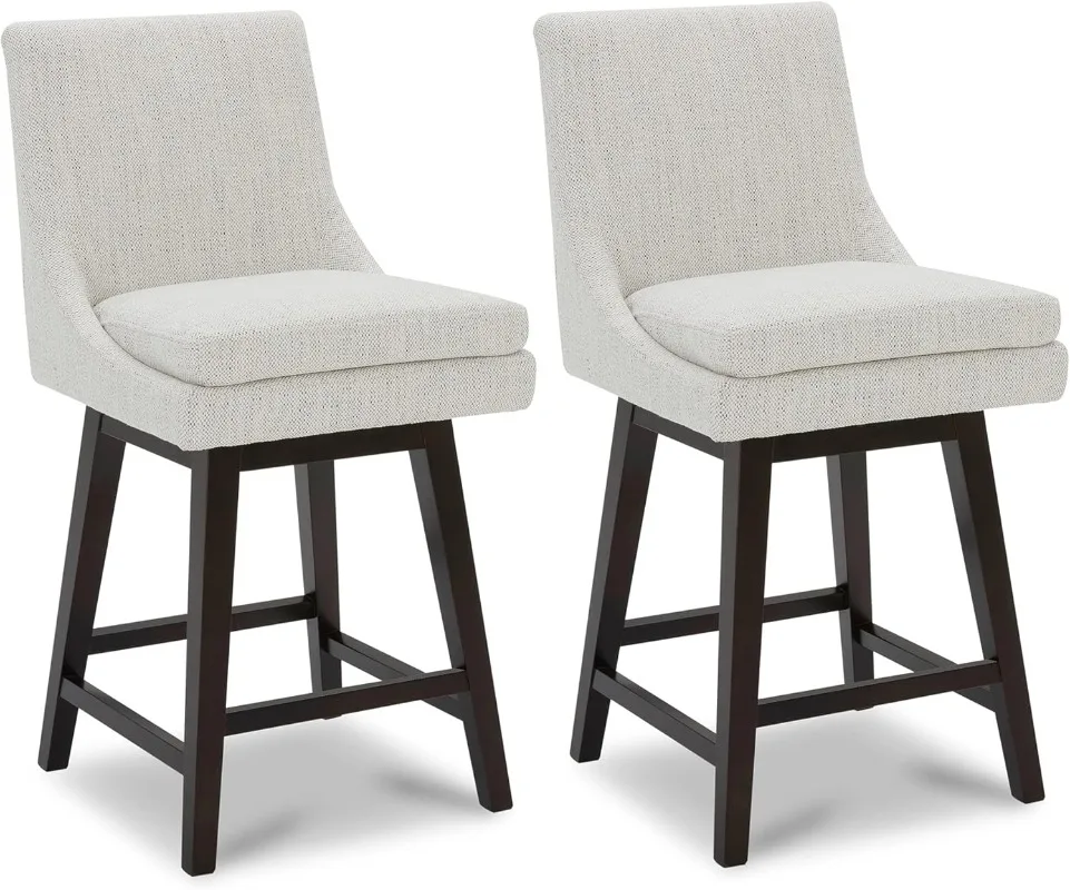 

Bar Stools Set of 2 Counter Height Swivel Barstools FSC Certified Morden Upholstered Fabric Counter Chairs with Back Support