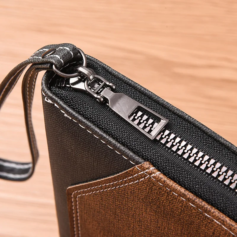 محافظ رجالية من جلد البولي يوريثان، سعة كبيرة، محفظة طويلة، رخصة القيادة، محفظة هاتف للأعمال، حقائب يد للرجال، محافظ للعملات المعدنية بسحاب