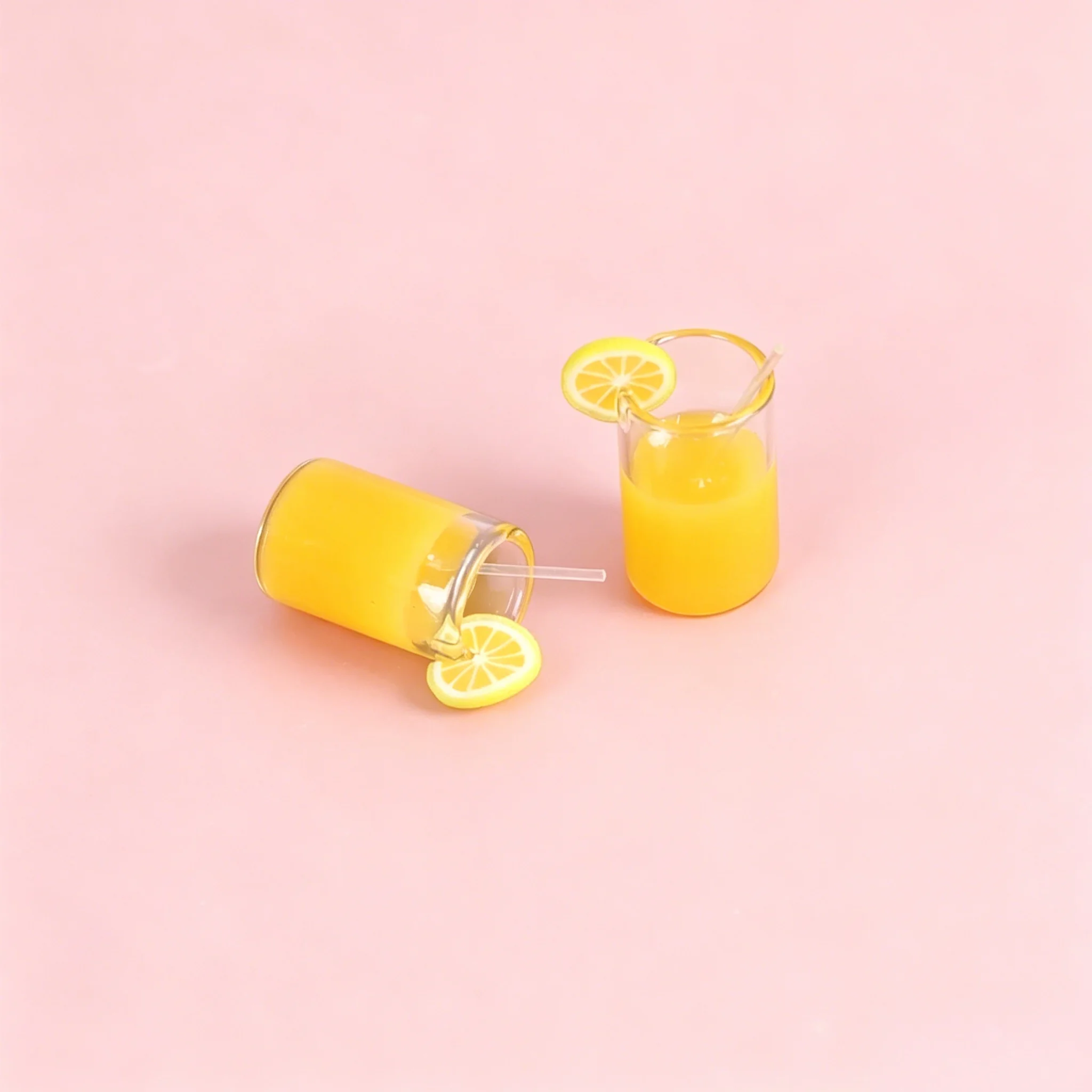 2Pcs 1:12 Scale Mini Resin Lemon Cup Model, Dollhouse Miniature Drinkware Scene Decor Accessory