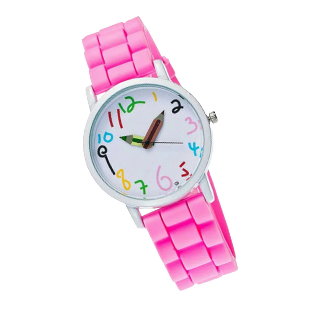 1 pçs crianças relógio de quartzo rosa bonito dos desenhos animados design confortável cinta tempo preciso crianças relógio de pulso presente crianças dos desenhos animados relógio