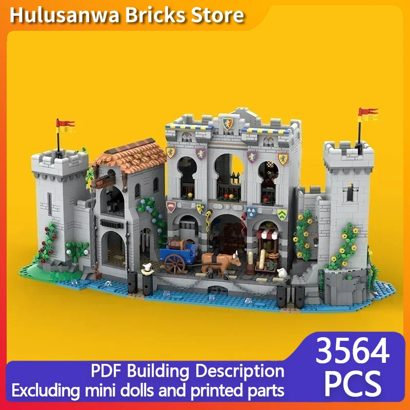 Medieval Street View Model MOC Building Bricks Lion Castle Port Modular Technology Gifts Holiday Assemble Children Toys Suit