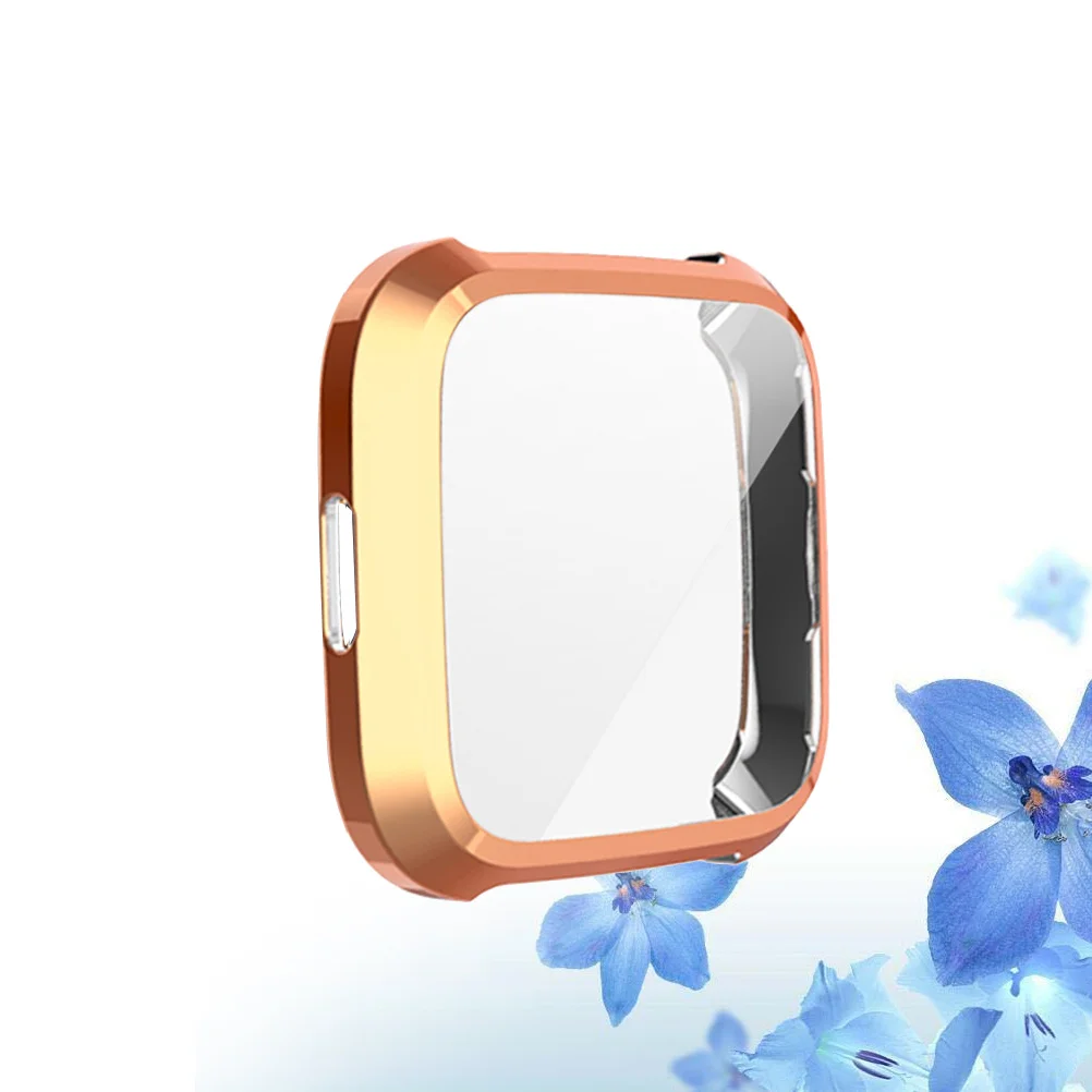 Watch Protective Frame Cover Rose Gold Durable Tpu Anti-Drop Protective Shell Bumper Case Compatible with Fitbit