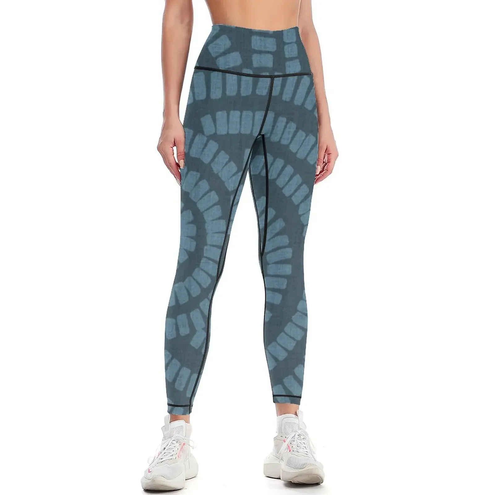 

Petrol blue-green brushed circles on textured cloth - abstract geometric pattern Leggings Women's sports Womens Leggings