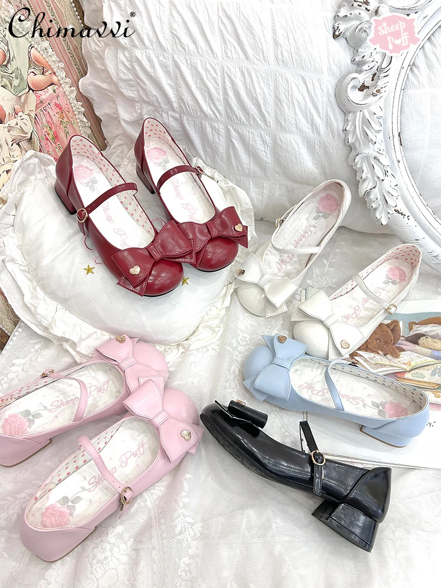 

Lolita Sweet Bow Single Shoes Spring and Summer New Cute Girl Mary Jane Shoes Princess Style Versatile Low-heeled Women's Shoes