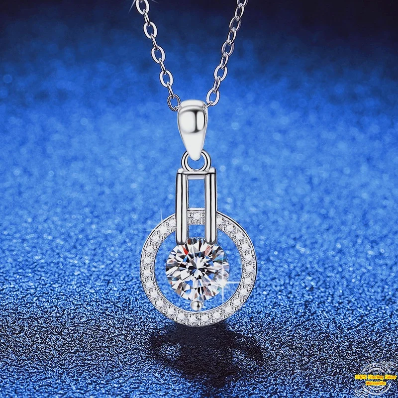 

1,0 карат муассанит S925 серебряный ожерелье кулон для женщин и мужчин с платиновым покрытием звездное небо очаровательное ожерелье подарок на день Святого Валентина