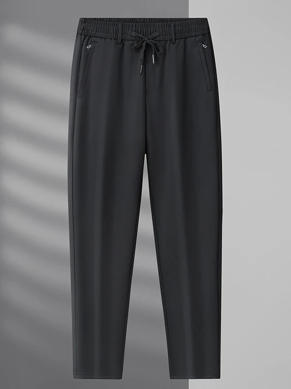 

Свободные прямые повседневные брюки для мужчин больших размеров с эластичным поясом на шнурке, черные, длинные, для весны и осени