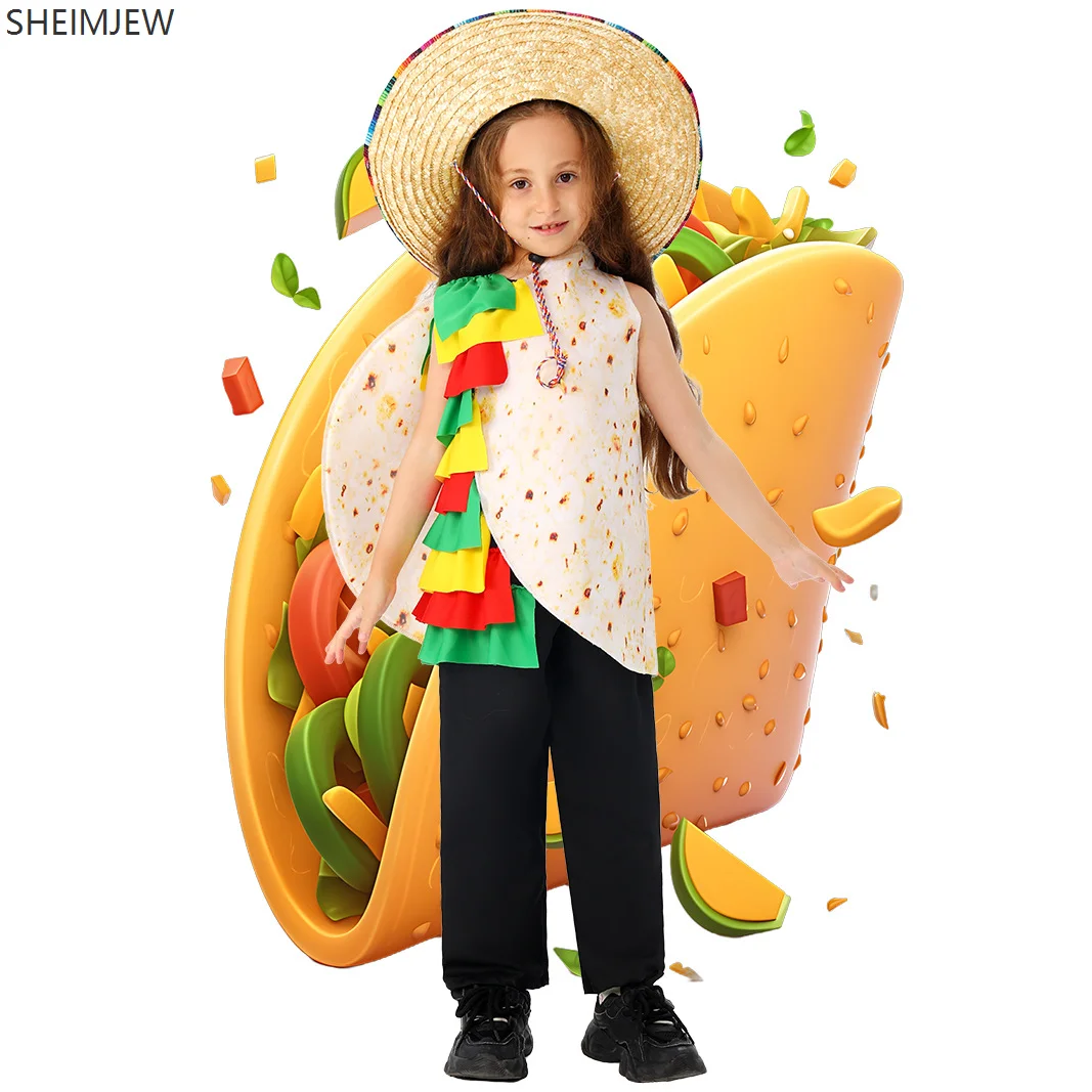 

Halloween Mexican Taco Halloween Carnival Party Fancy Dress Food Costume Children's Role Play Burrito Jumpsuit Party Stage Set