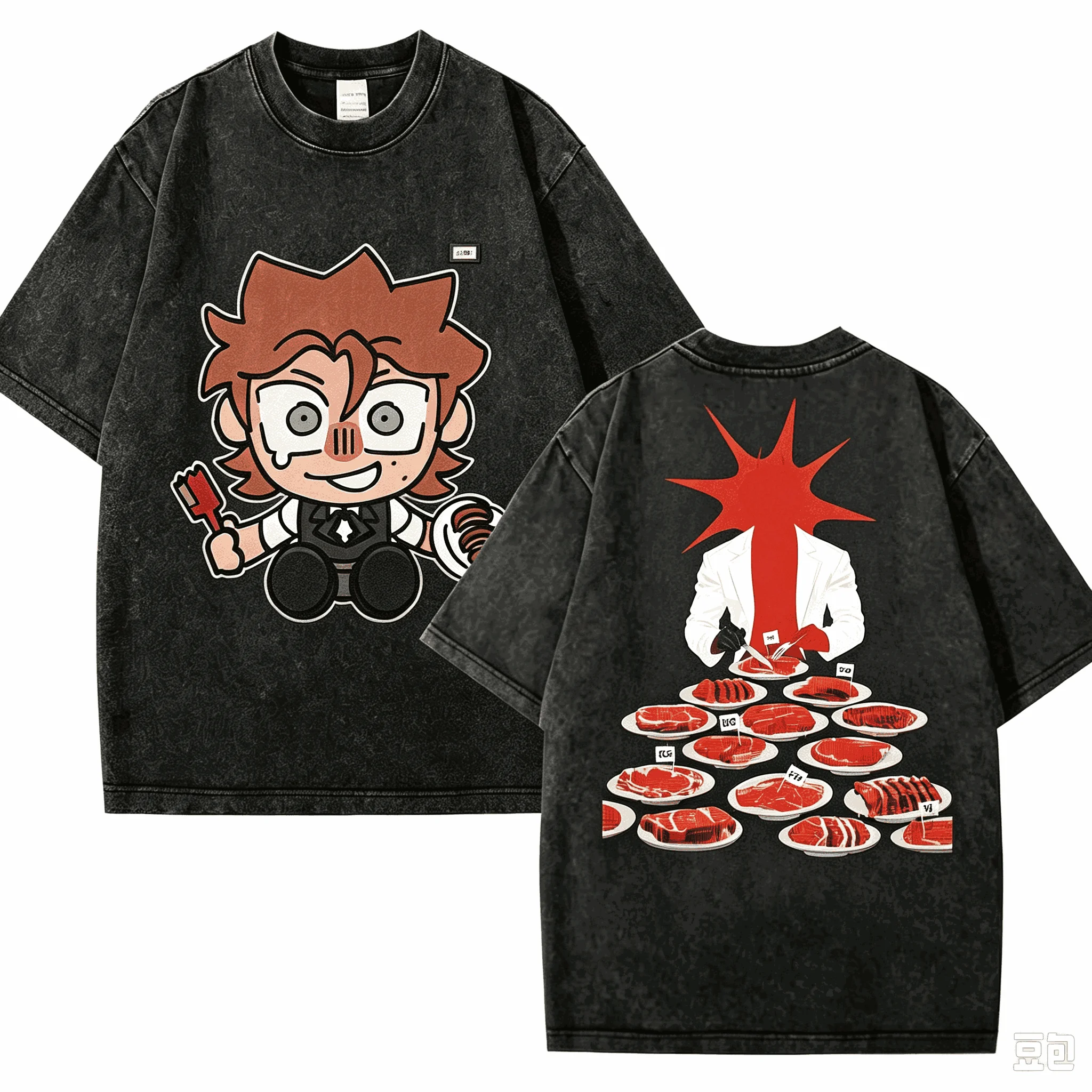 Dead Plate Washed T-shirt Oversized Unisex Print T-shirts for Men Women Fashion Hip Hop Street hot product Short Comfortable tee