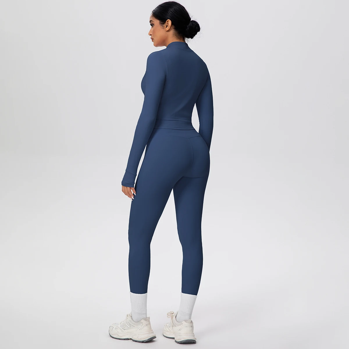 Yoga Three Piece Set Solid Color Yoga Zipper Long Sleeves Coat Gym Sets Womens Outfits Sexy Single Shoulder Bra Fitness Pants