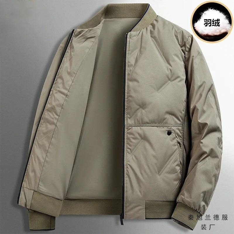 High-end down jacket men's light and short middle-aged business men's baseball collar jacket dad jacket tide