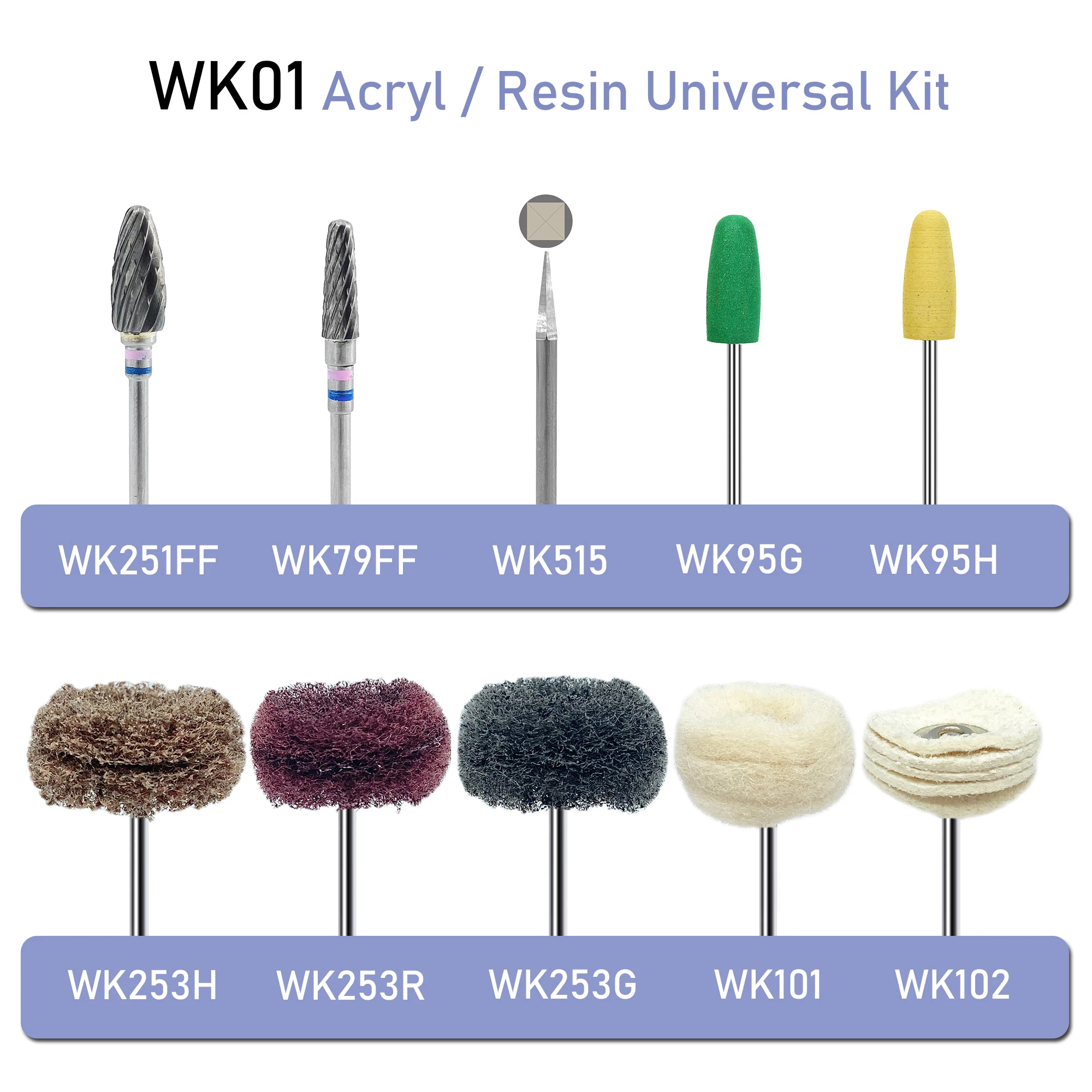 WELLCK 10Pcs/Kit Newest Dental Lab HP Polishing Kit WK01 Acryl / Resin Universal Kit Dentist Tools