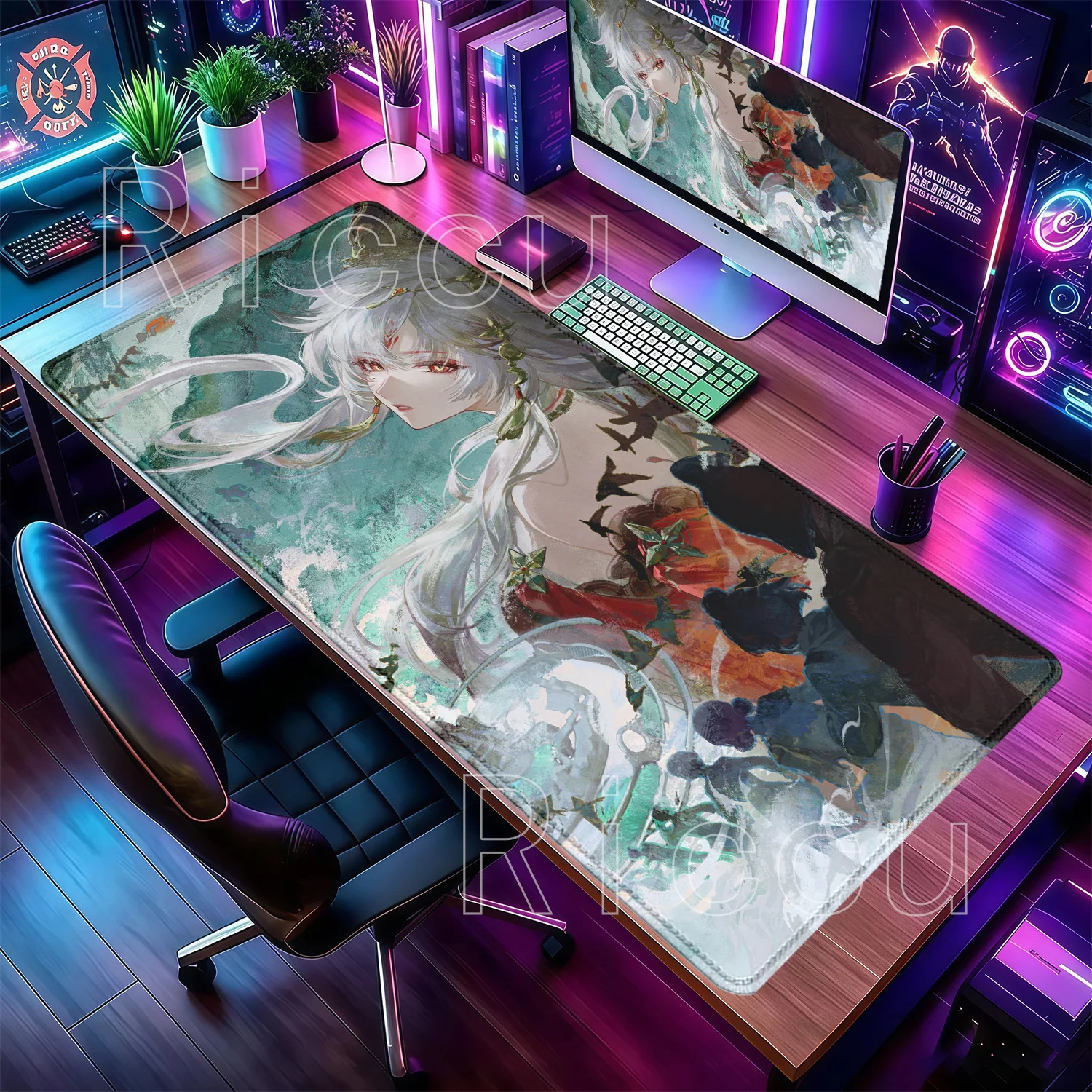 Mousepad Hsin Wuthering Waves WuWa PC Gaming Large Mouse Pad Overlock Esports Non-Slip Offices Accessories HD Printing Desk Mat