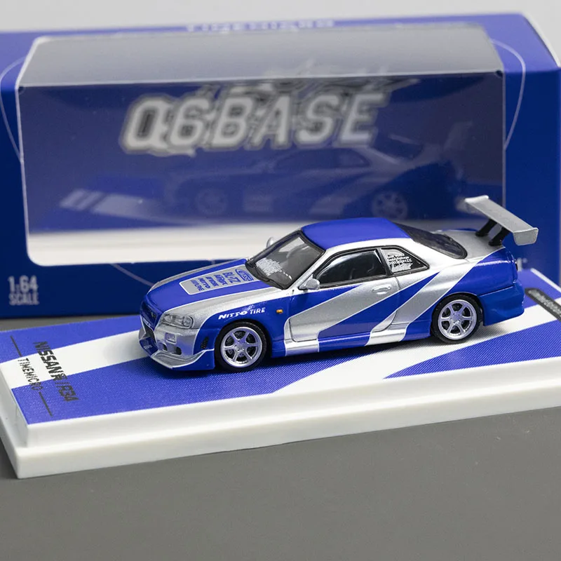 

TM 1/64 SKYLINE GTR R34 гоночный автомобиль из сплава, литье под давлением и игрушечный транспорт, модель автомобиля, миниатюрная масштабная модель автомобиля для детей